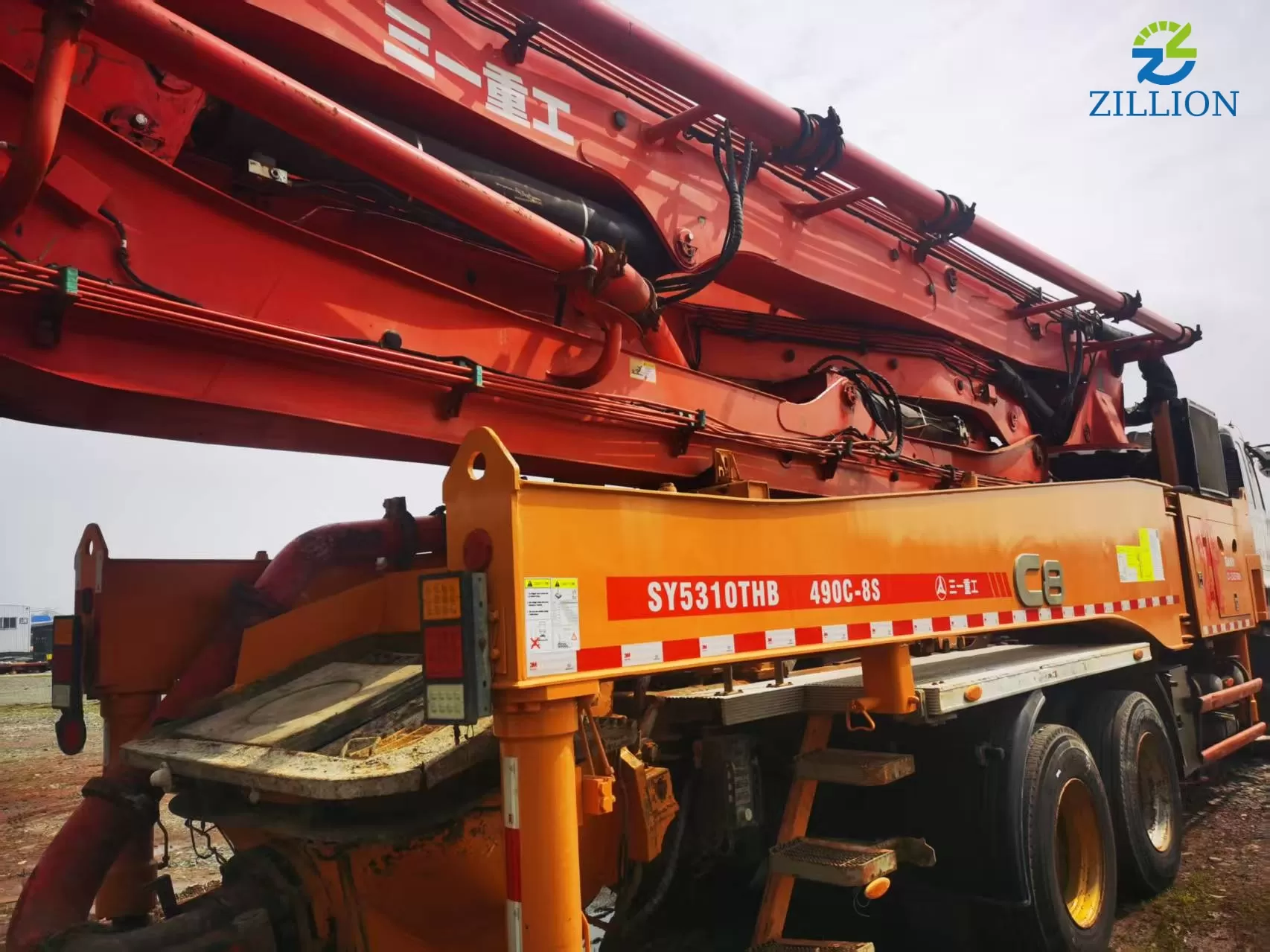 High Quality 2014 SANY Boom Pump 49m Truck- mounted Concrete Pump Car on HINO Chassis