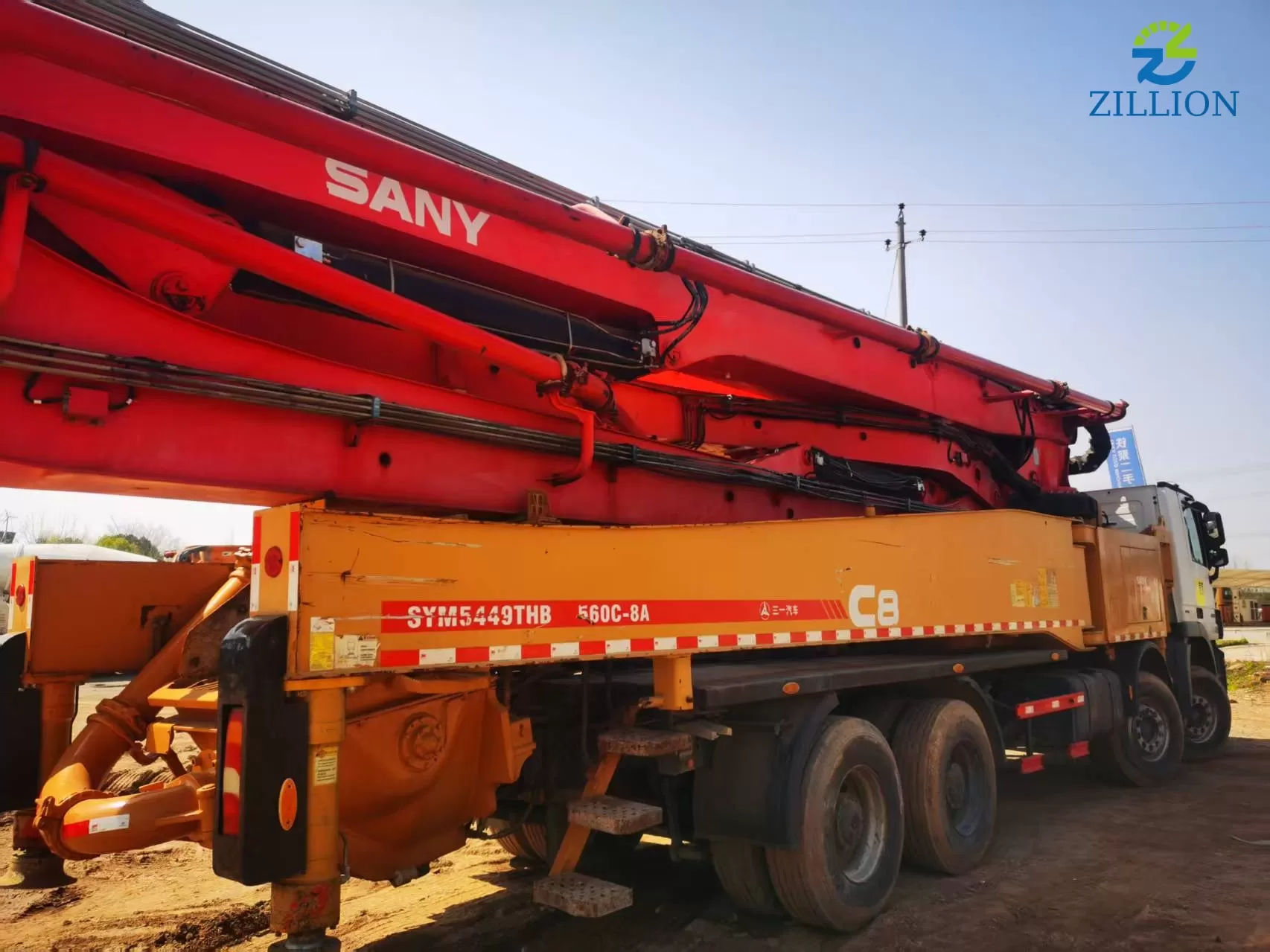 High Quality 2018 Sany Boom Pump 56m Truck- mounted Concrete Pump Car on Benz Chassis