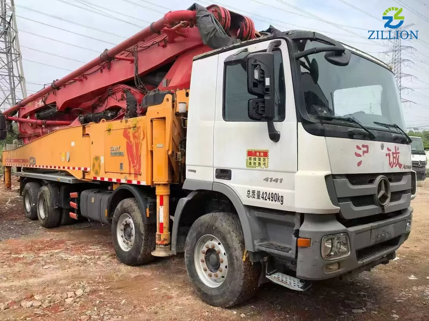 High Quality 2014 SANY Boom Pump 56m Truck- mounted Concrete Pump Truck on Mercedes-Benz Chassis