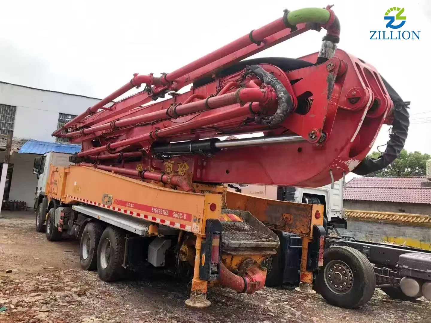 High Quality 2014 SANY Boom Pump 56m Truck- mounted Concrete Pump Truck on Mercedes-Benz Chassis