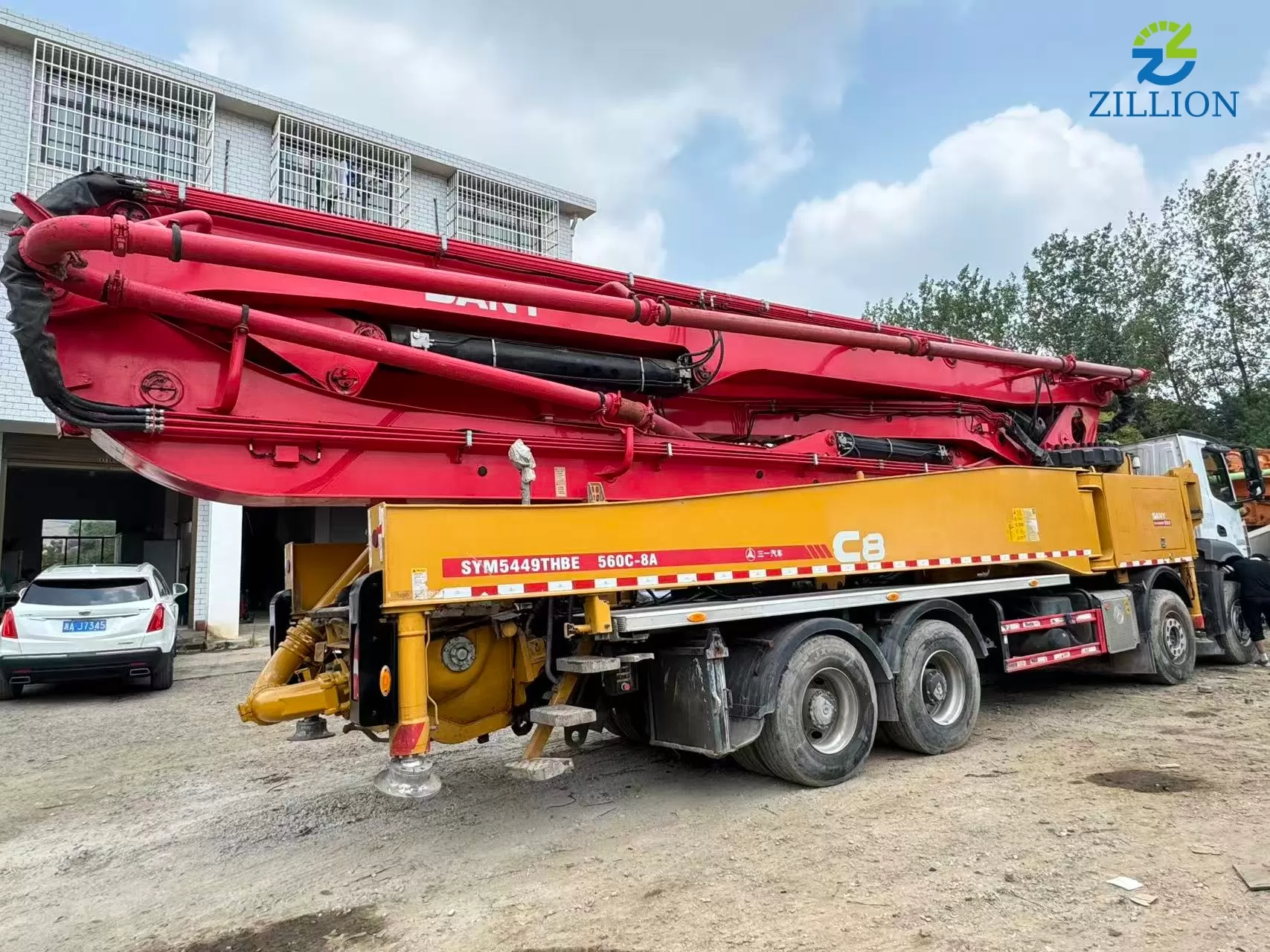 High Quality 2020 SANY Boom Pump 56m Truck- mounted Concrete Pump Car on Mercedes-Benz Chassis