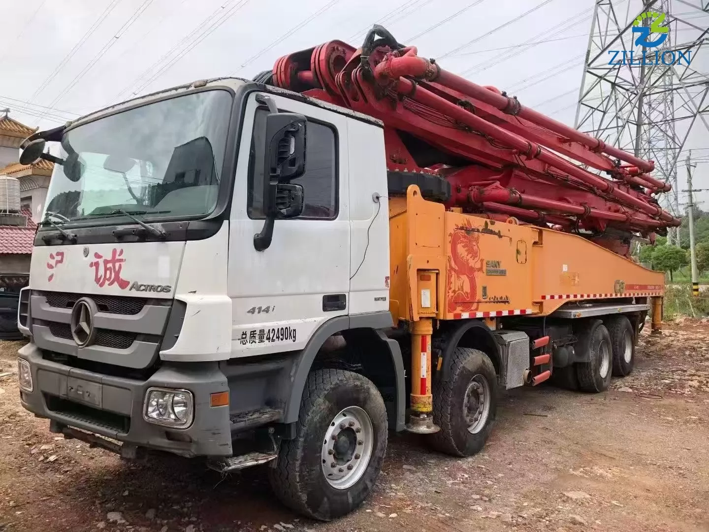 High Quality 2014 SANY Boom Pump 56m Truck- mounted Concrete Pump Truck on Mercedes-Benz Chassis