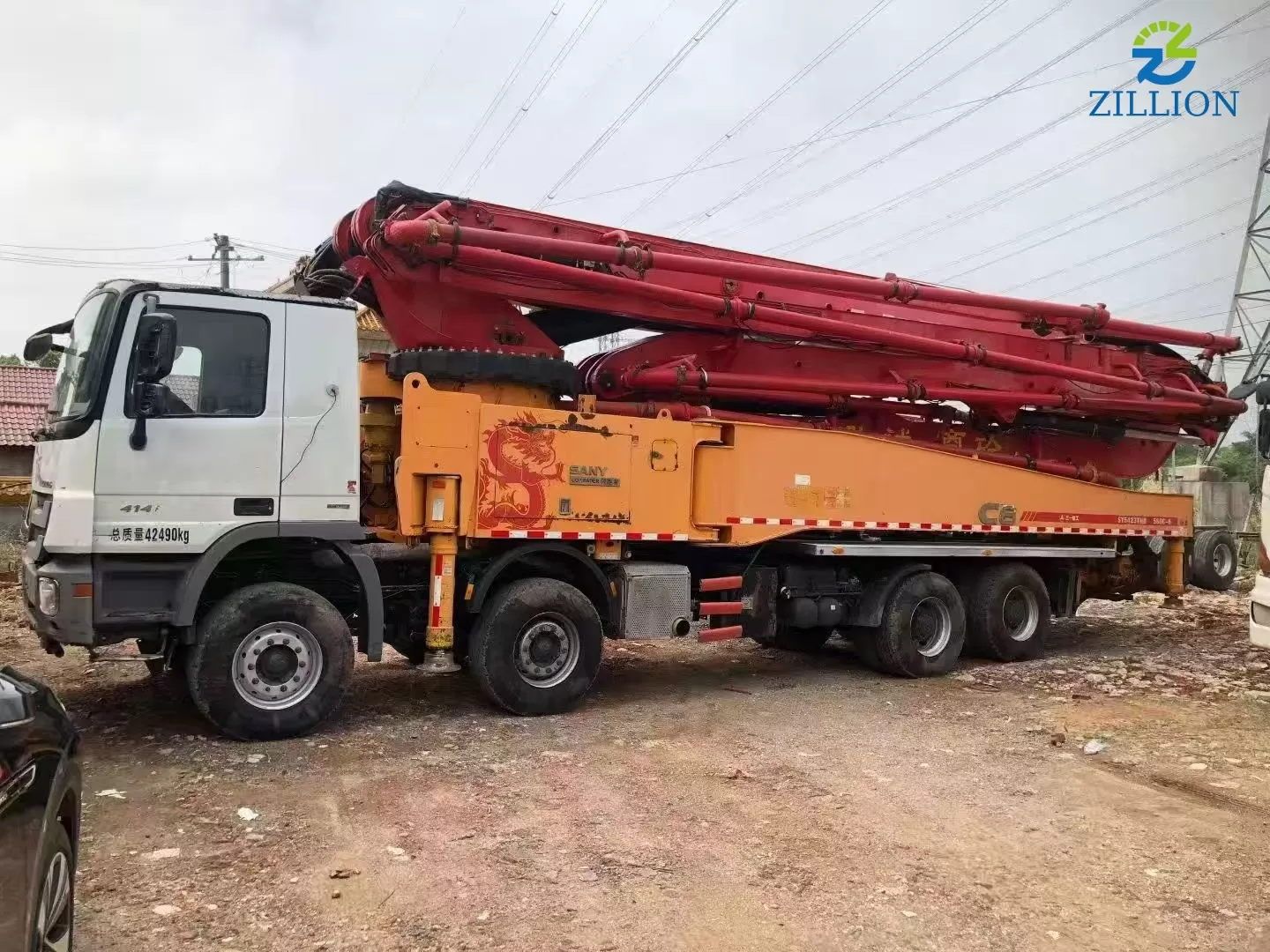 High Quality 2014 SANY Boom Pump 56m Truck- mounted Concrete Pump Truck on Mercedes-Benz Chassis