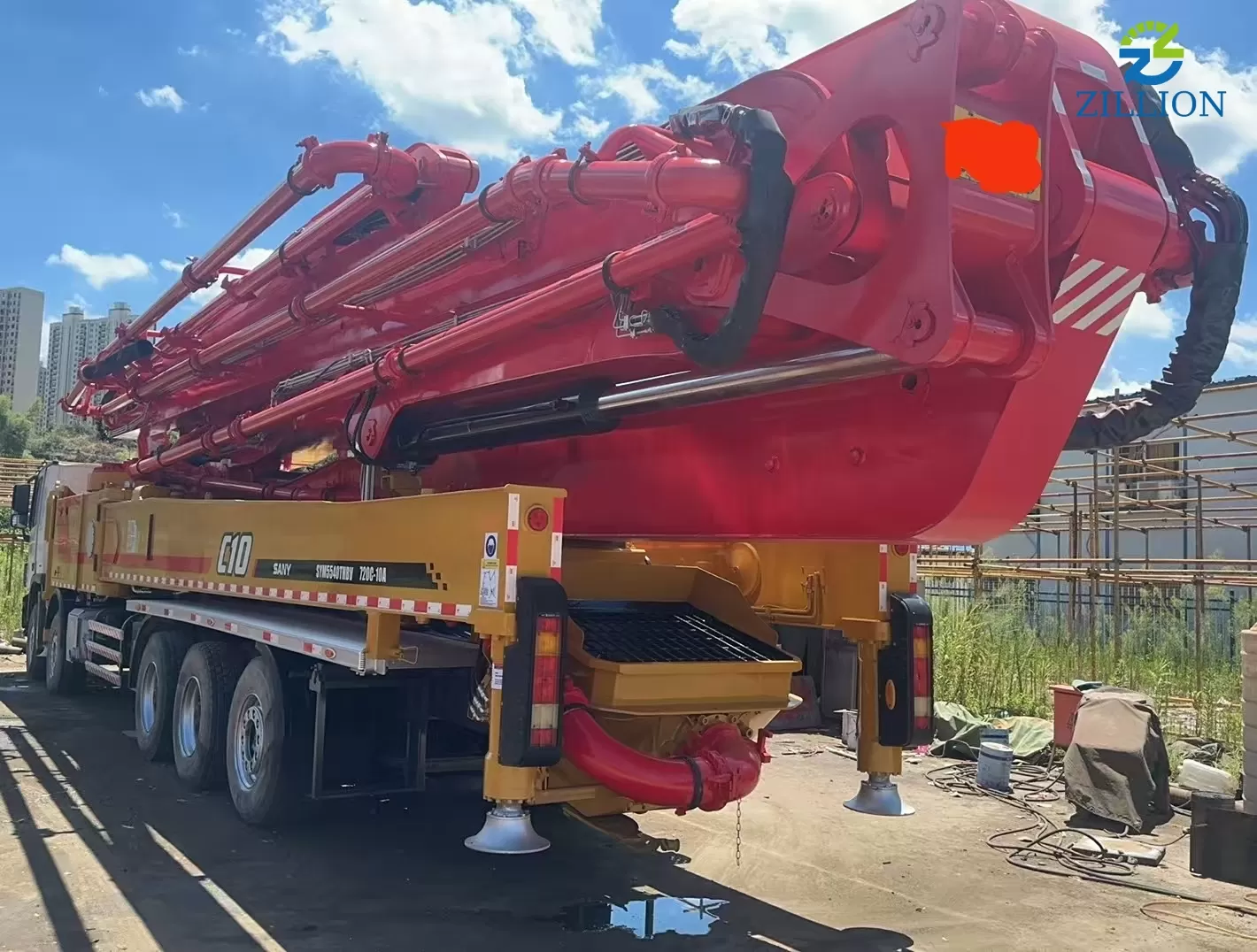 High Quality 2017 SANY Boom Pump 72m Truck- mounted Concrete Pump Truck on Mercedes-Benz Chassis