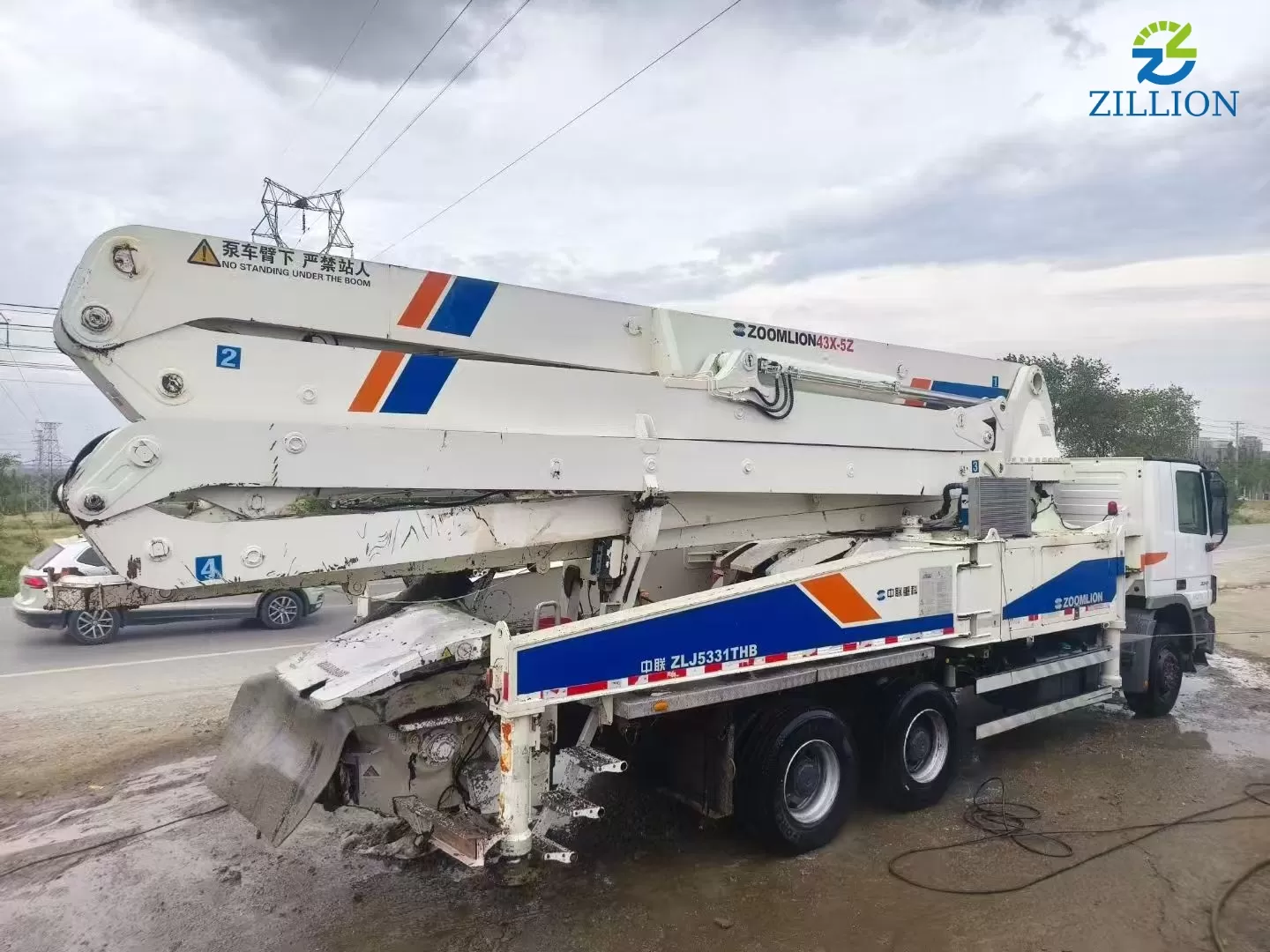 High Quality 2011 Zoomlion Boom Pump 43m Truck- mounted Concrete Pump Truck on Mercedes-Benz Chassis