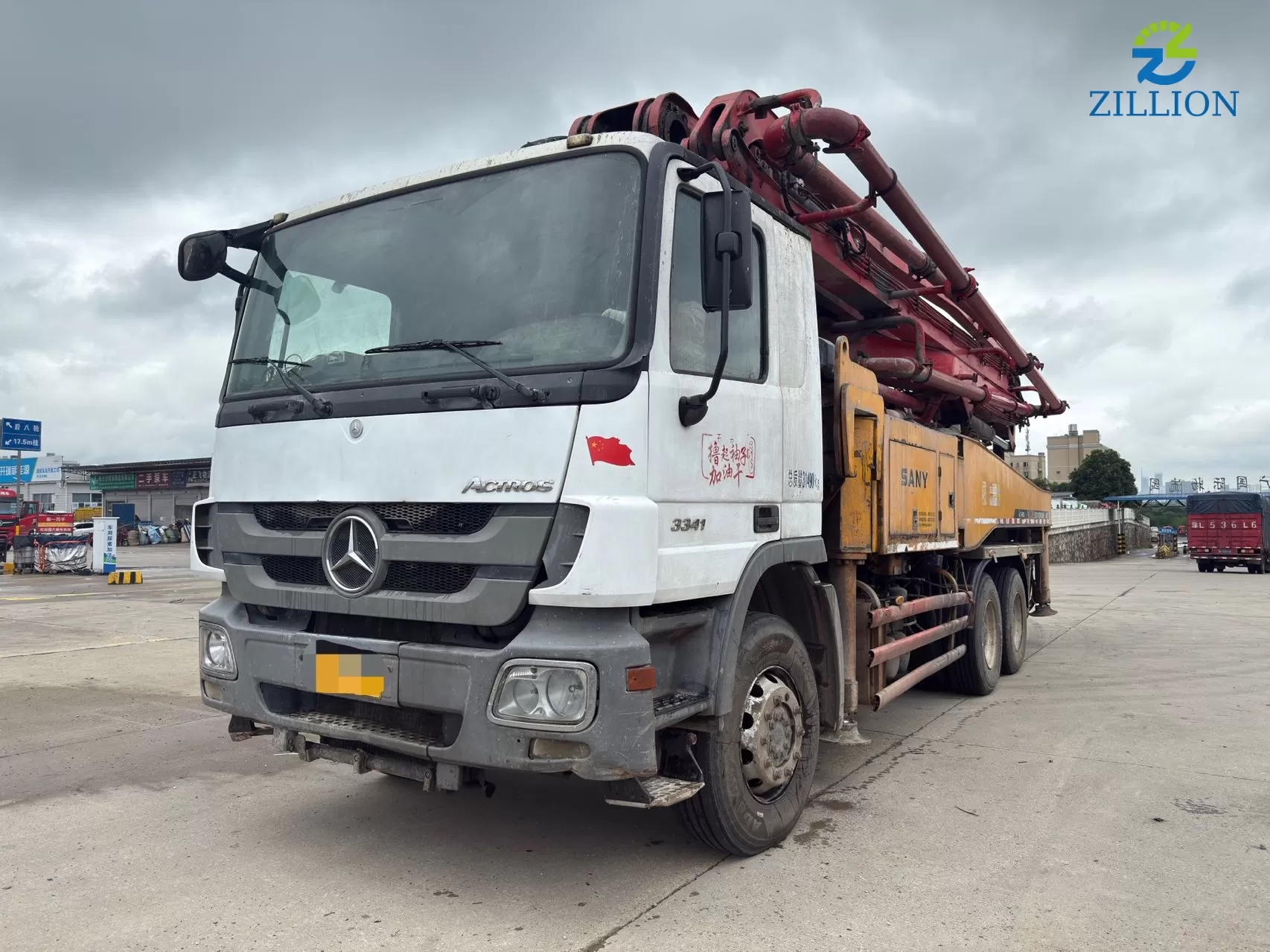 High Quality 2012 Sany Boom Pump 46m Truck- mounted Concrete Pump Car on Mercedes-Benz Chassis